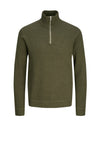 Jack & Jones Christer Quarter Zip Jumper, Olive Green