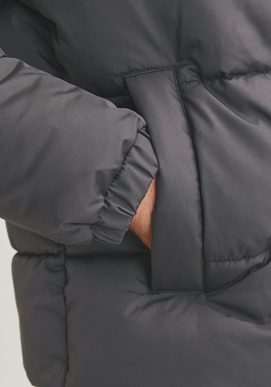 JJ Rebel by Jack & Jones Logo Puffer Jacket, Black