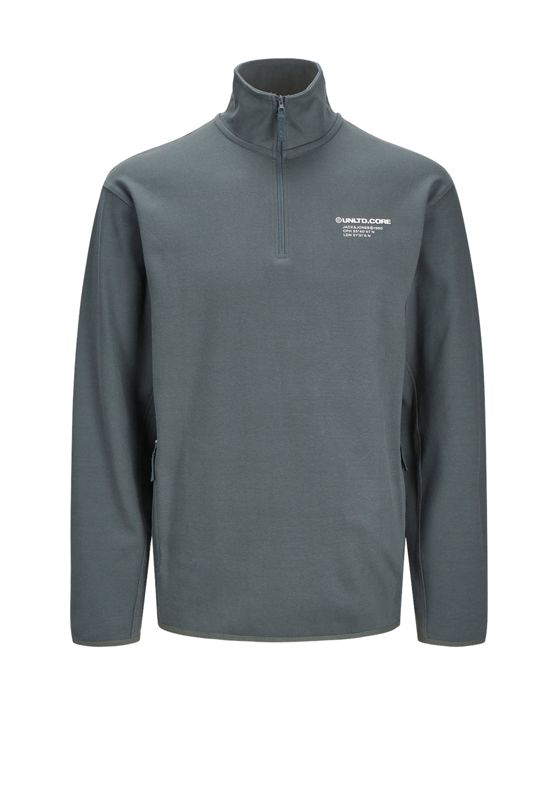 Jack & Jones Aero Half Zip Sweatshirt, Green Grey