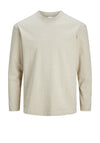 Jack & Jones Logan Long Sleeve T-Shirt, Cream Heather