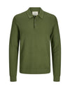 Jack & Jones Long Sleeve Knit Polo Shirt, Cypress Green