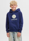 Jack & Jones Boy York Graphic Long Sleeve Hoodie, Navy