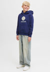 Jack & Jones Boy York Graphic Long Sleeve Hoodie, Navy