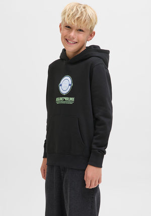 Jack & Jones Boy York Graphic Long Sleeve Hoodie, Black