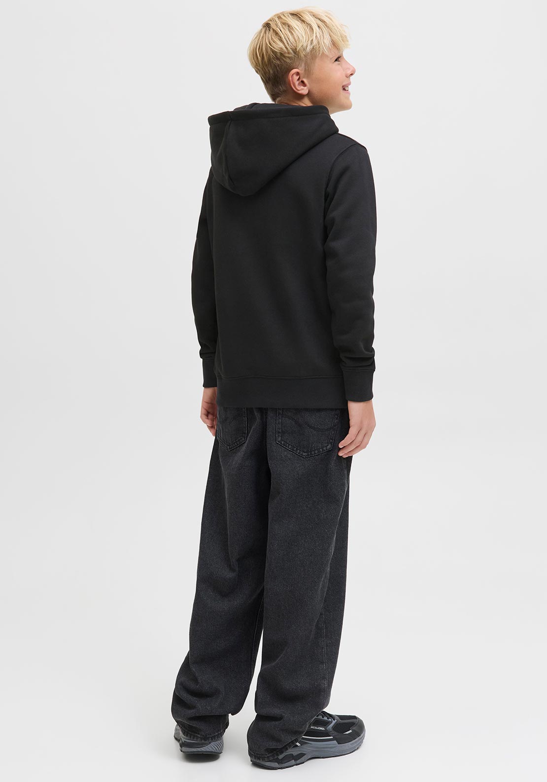 Jack & Jones Boy York Graphic Long Sleeve Hoodie, Black