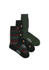 Jack & Jones 3 Pack Reindeer Socks, Black Multi