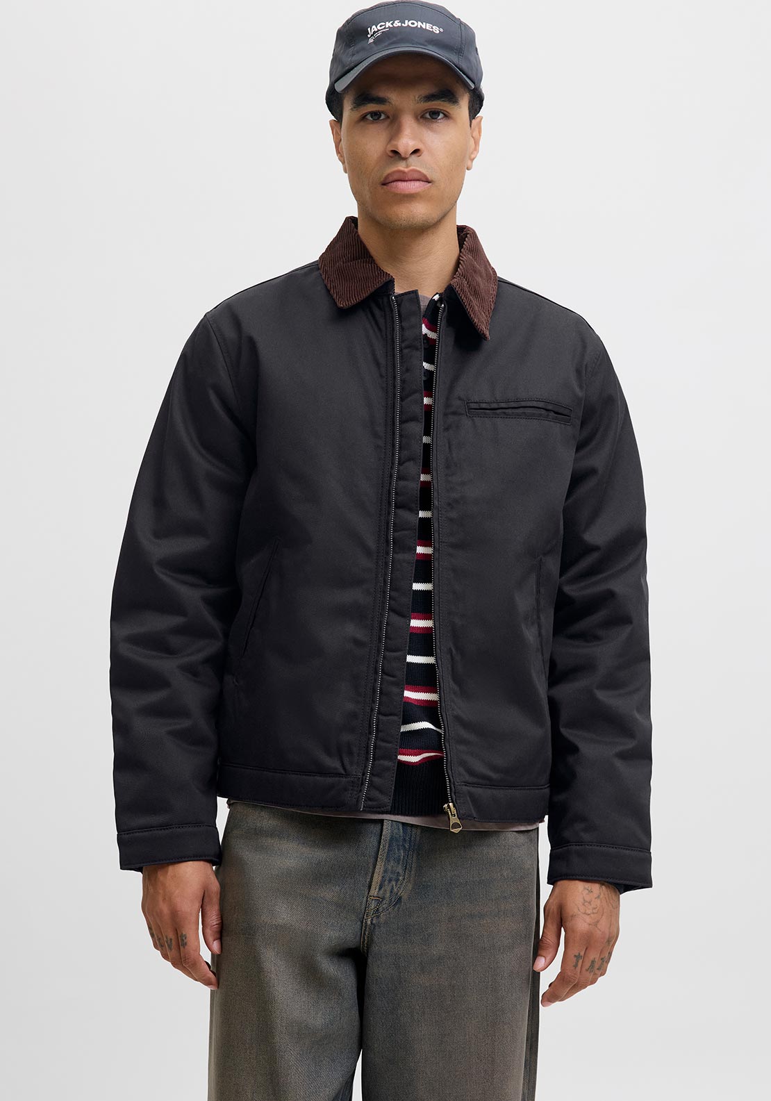 Jack & Jones Cord Collar Worker Jacket, Black