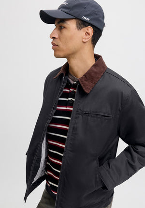Jack & Jones Cord Collar Worker Jacket, Black
