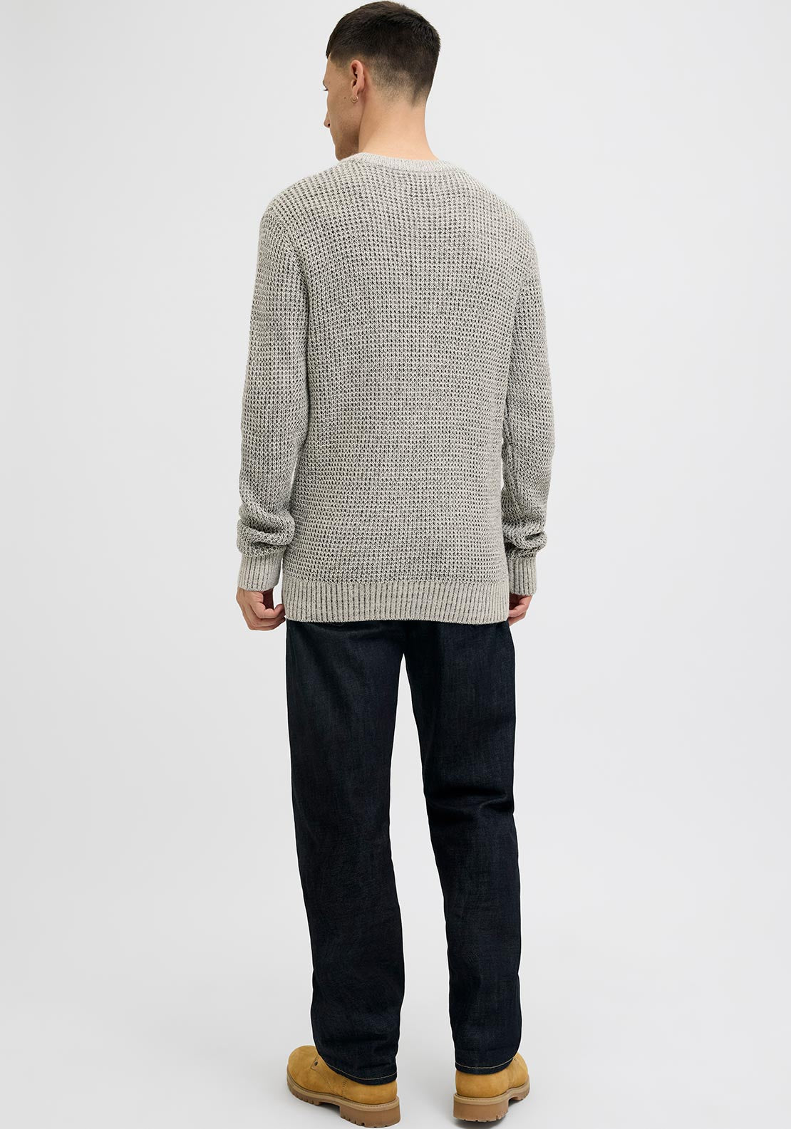 Jack & Jones Crew Neck Knit Jumper, Beige & Black