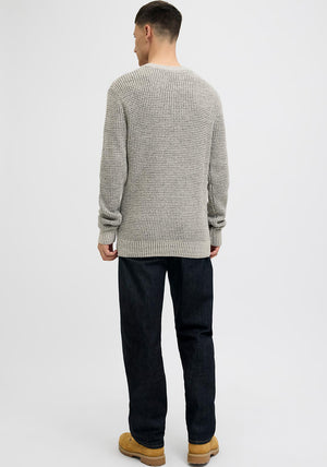 Jack & Jones Crew Neck Knit Jumper, Beige & Black