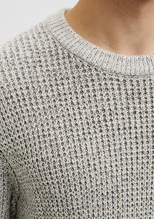 Jack & Jones Crew Neck Knit Jumper, Beige & Black