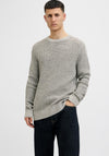 Jack & Jones Crew Neck Knit Jumper, Beige & Black