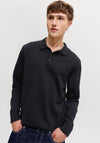 Jack & Jones Basic Long Sleeve Knit Polo Shirt, Black