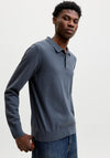 Jack & Jones Basic Long Sleeve Knit Polo Shirt, Dark Grey