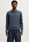 Jack & Jones Basic Long Sleeve Knit Polo Shirt, Dark Grey