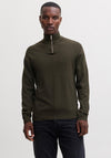 Jack & Jones Emil Knit Half Zip Sweater, Dark Green
