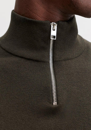 Jack & Jones Emil Knit Half Zip Sweater, Dark Green