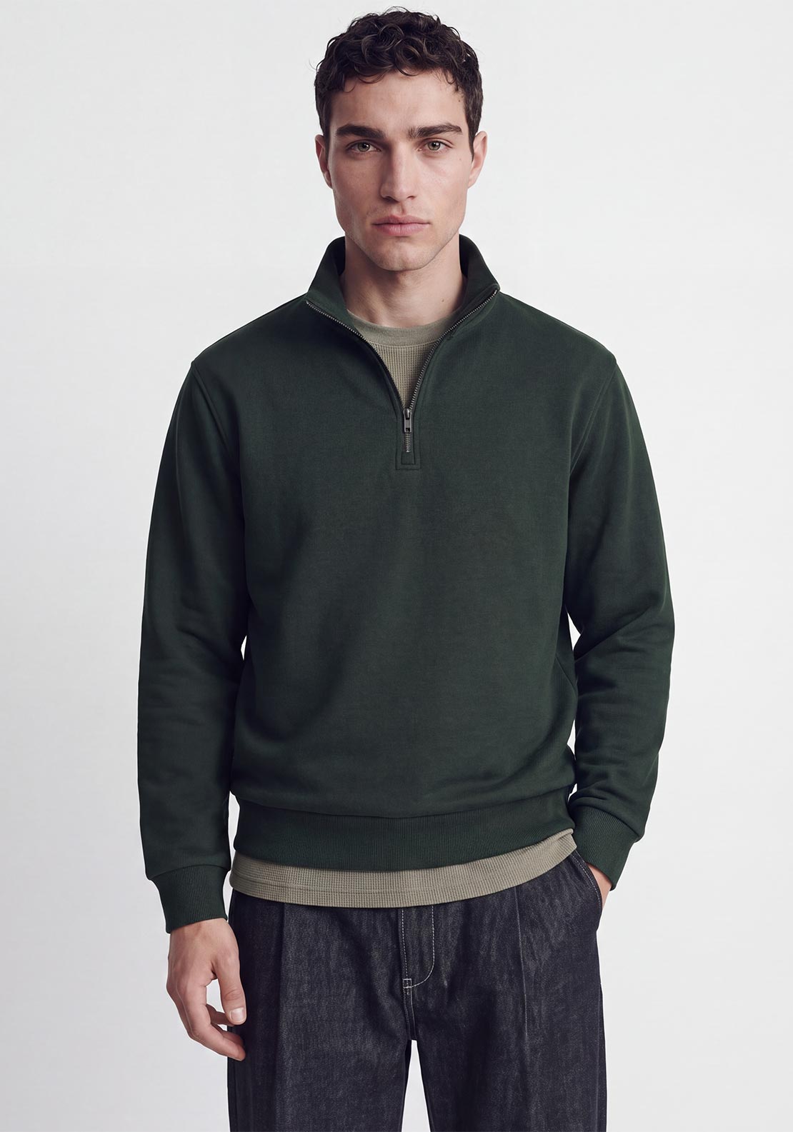 Jack & Jones Bradley Half Zip Sweatshirt, Dark Green