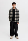 Jack & Jones Boy Ollie Check Long Sleeve Overshirt, Grey