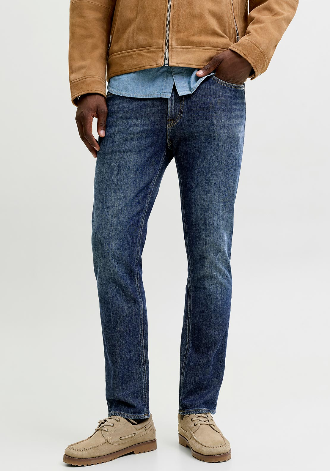 Jack & Jones Clark Straight Leg Jeans, Blue Denim