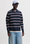 Jack & Jones Ratocha Stripe Knit Polo Shirt, Navy
