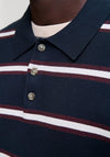 Jack & Jones Ratocha Stripe Knit Polo Shirt, Navy