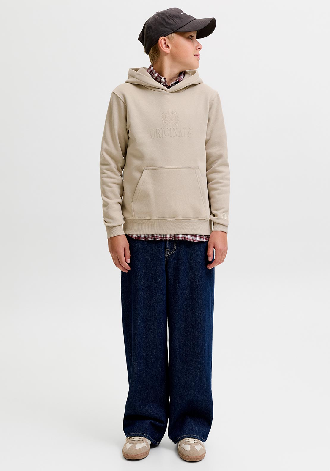 Jack & Jones Boy Fredrick Monogram Long Sleeve Hoodie, Beige