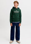 Jack & Jones Boy Fredrick Graphic Long Sleeve Hoodie, Green