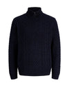 Jack & Jones Callum Cable Knit Quarter Zip Jumper, Navy