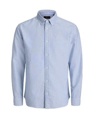 Jack & Jones Harvey Stripe Oxford Shirt, Dusty Blue & White