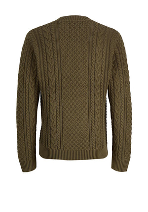 Jack & Jones Callum Cable Knit Jumper, Green