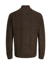 Jack & Jones Callum Cable Knit Quarter Zip Jumper, Brown