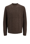 Jack & Jones Callum Cable Knit Jumper, Brown