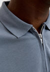 Jack & Jones Ethan Zip Polo Shirt, Dark Grey