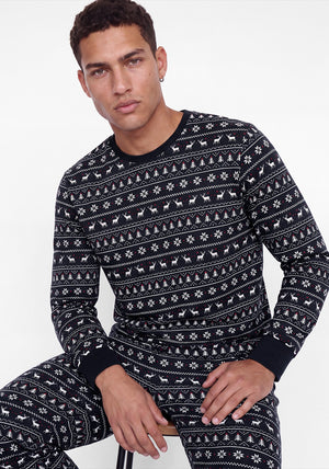 Jack & Jones Artisan Printed Pyjama Set, Navy Multi