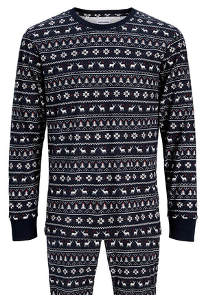 Jack & Jones Artisan Printed Pyjama Set, Navy Multi