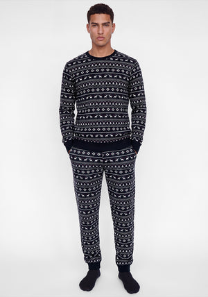 Jack & Jones Artisan Printed Pyjama Set, Navy Multi
