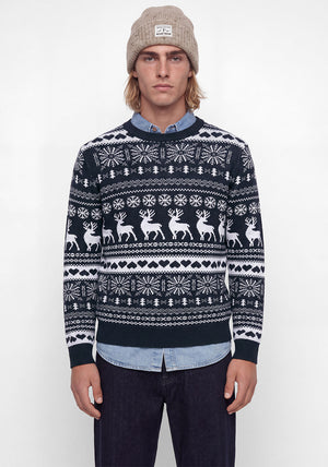 Jack & Jones Reindeer Knit Jumper, Navy