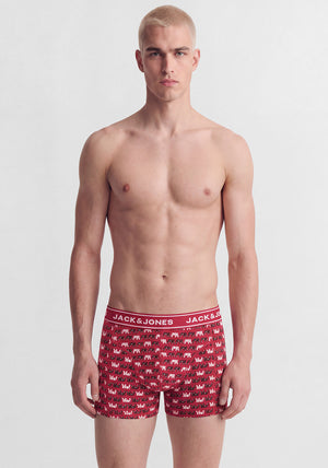 Jack & Jones 3 Pack Eddie Xmas Trunks, Red Multi