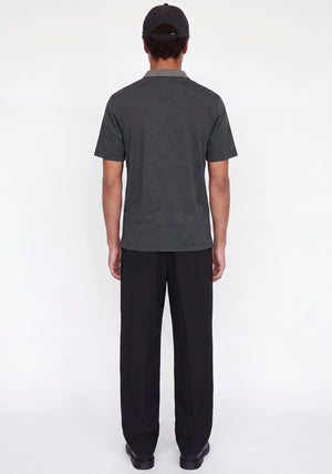 Jack & Jones Theo Textured Knit Polo Shirt, Black & Grey