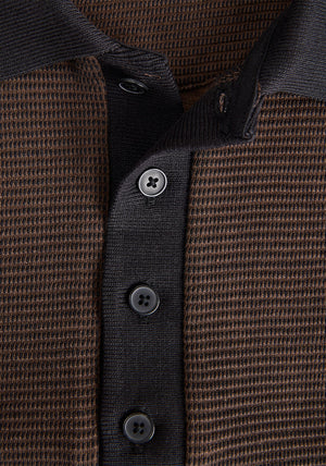 Jack & Jones Theo Textured Knit Polo Shirt, Brown