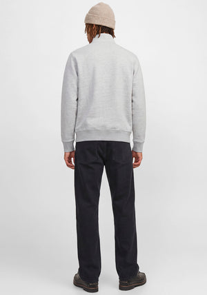 Jack & Jones Ryan Quarter Zip Sweatshirt, Light Grey Melange