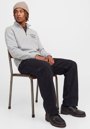 Jack & Jones Ryan Quarter Zip Sweatshirt, Light Grey Melange