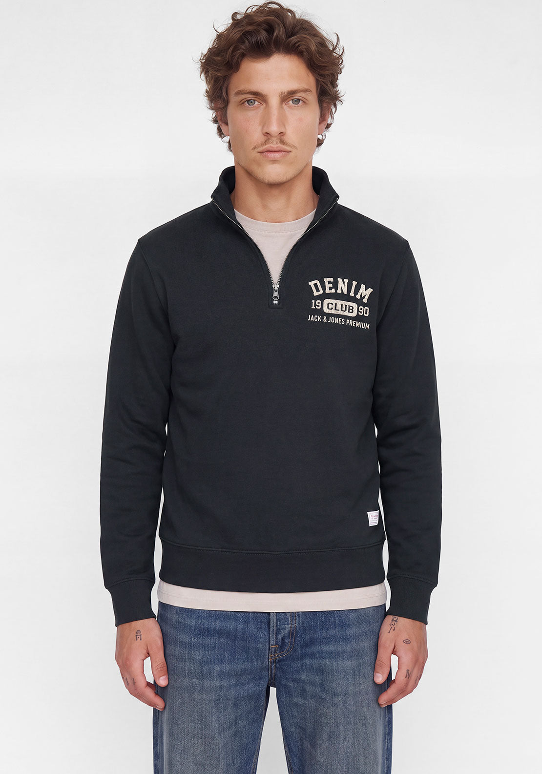 Jack & Jones Ryan Quarter Zip Sweatshirt, Dark Navy