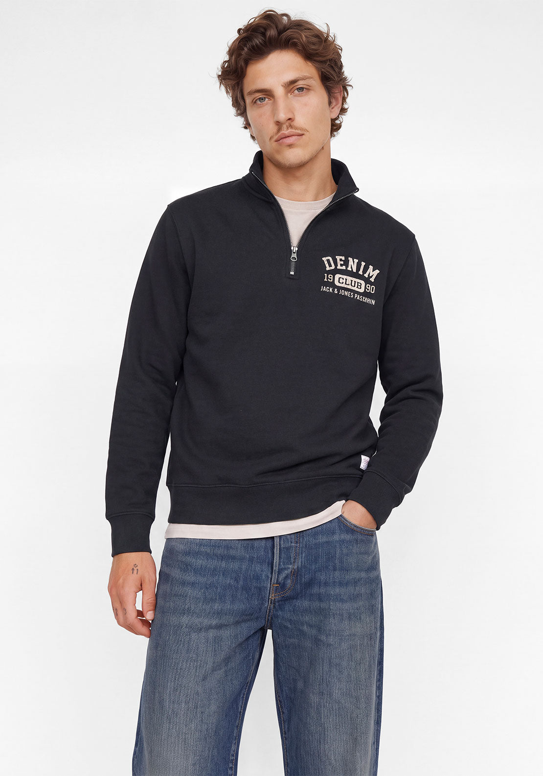 Jack & Jones Ryan Quarter Zip Sweatshirt, Dark Navy