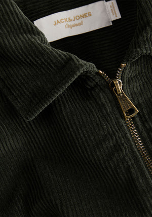 Jack & Jones Toronto Corduroy Zipped Shirt, Dark Green