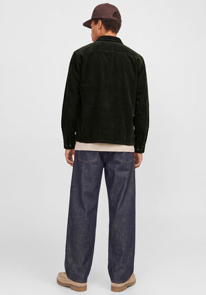 Jack & Jones Toronto Corduroy Zipped Shirt, Dark Green