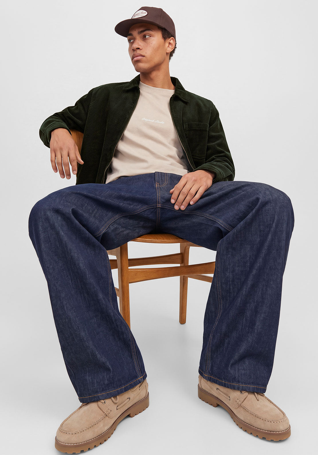 Jack & Jones Toronto Corduroy Zipped Shirt, Dark Green