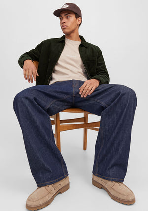Jack & Jones Toronto Corduroy Zipped Shirt, Dark Green