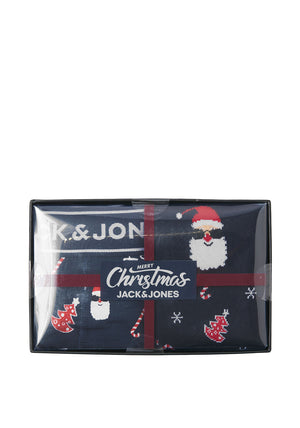 Jack & Jones Santa Socks & Underwear Giftbox, Navy Multi